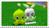 stamp with a green and white chao from sonic the hedgehog;